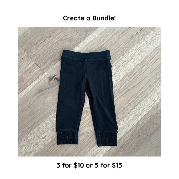 Koala Kids Girls Black Sequin Cuffed Stretch Full Length Legging Pants Size 12M - Picture 1 of 7